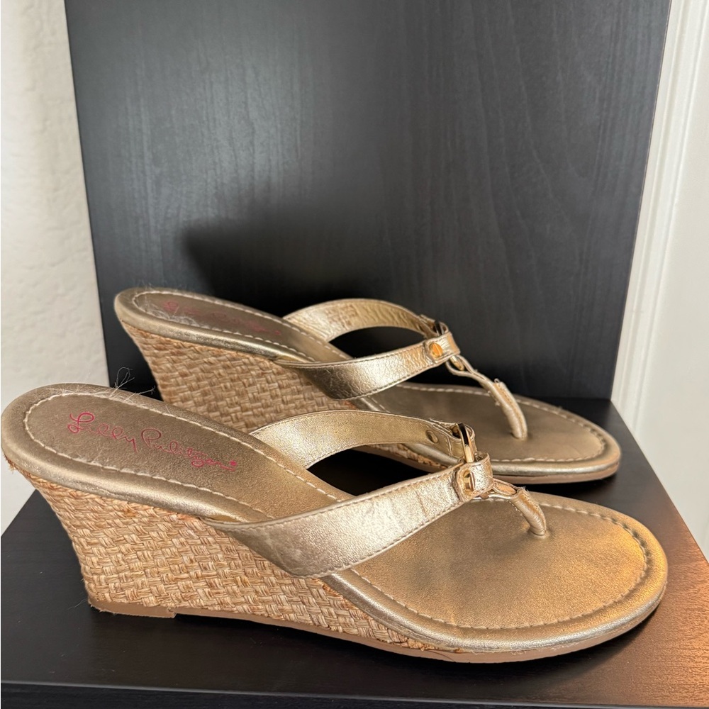 Elegant Gold Wedge Sandals